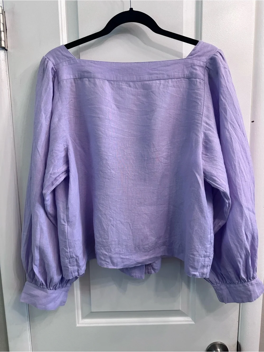 J.Crew Square Neck Button Down‎ Linen Top Women Size Large Purple Lilac